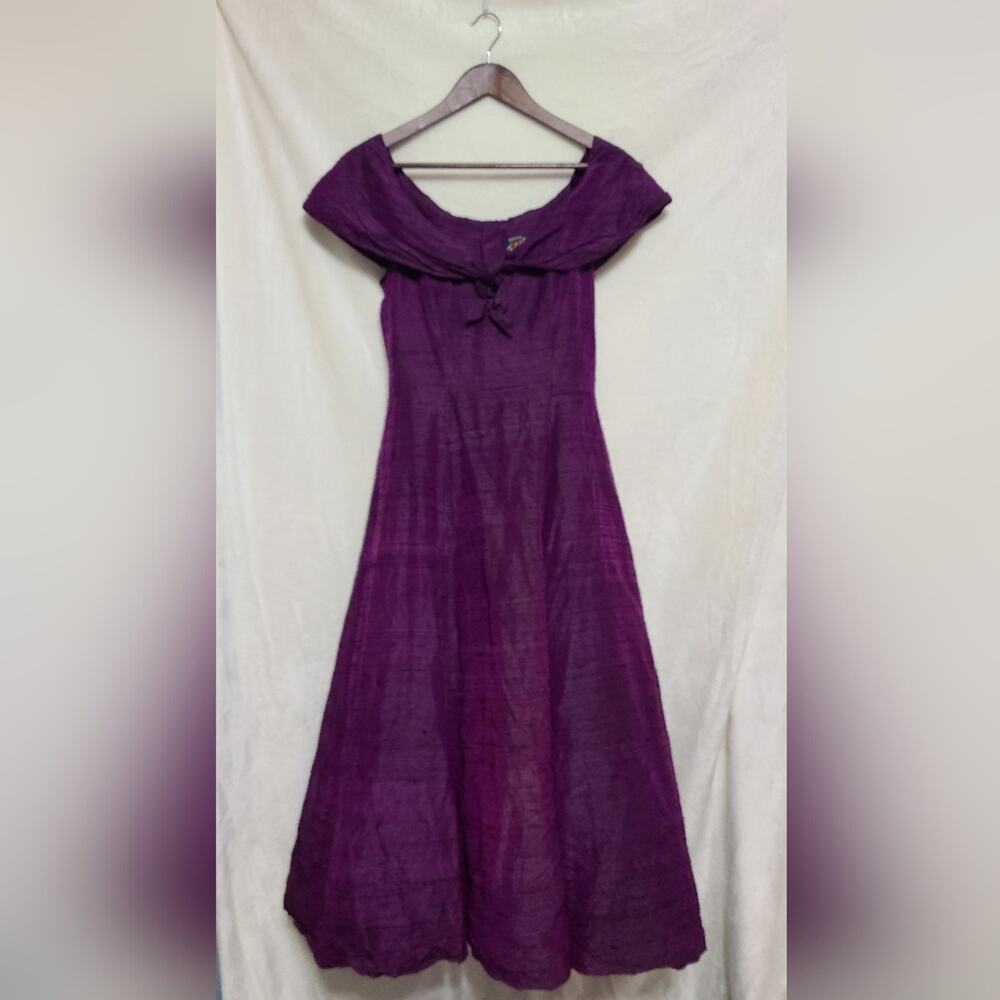 Vintage Monsoon Twilight Purple Silk Dress Size 10